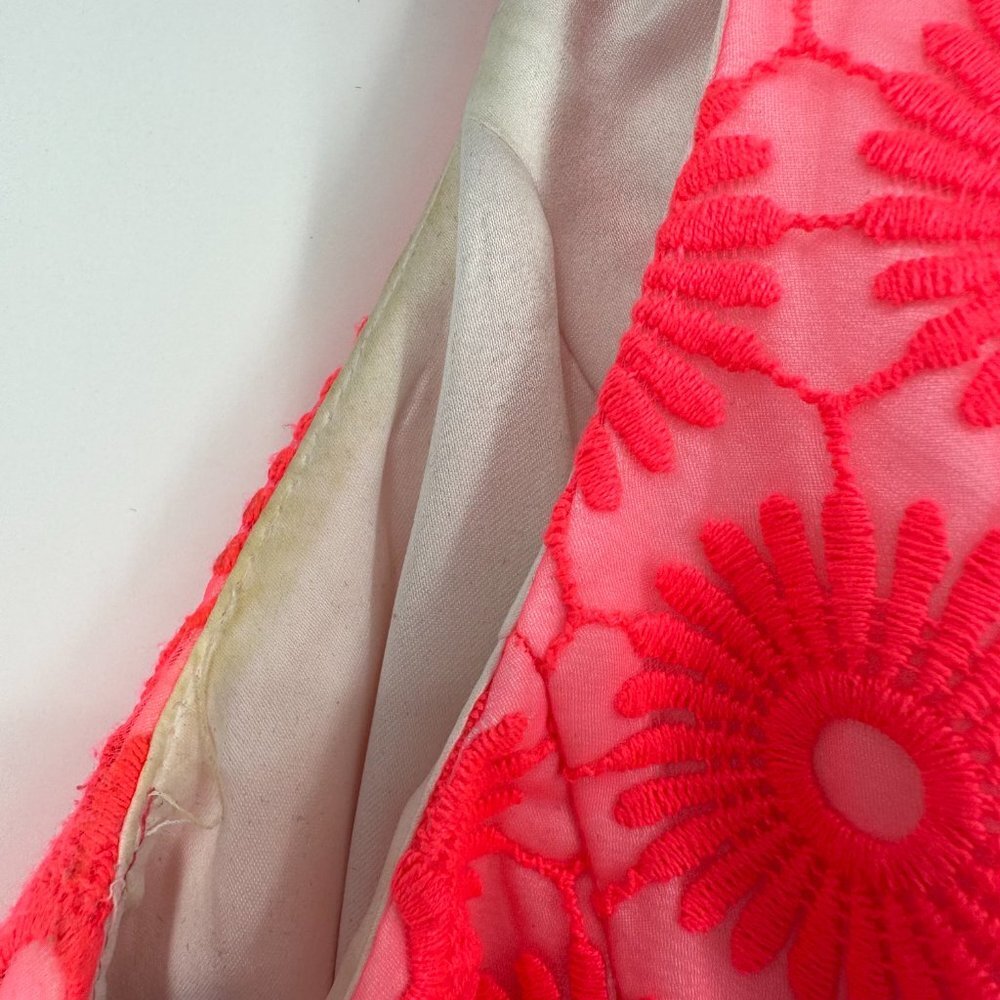 Lilly Pulitzer Pearl Sheath Dress Fluorescent Fiesta Pink Pinwheel Organza 2 - Picture 6 of 10